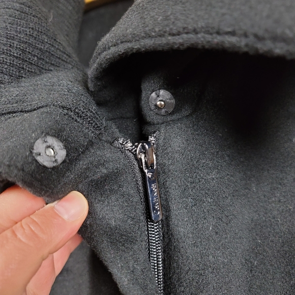 Calvin Klein black wool zip pea coat, sweater detail collar, petite 12 - Picture 12 of 12